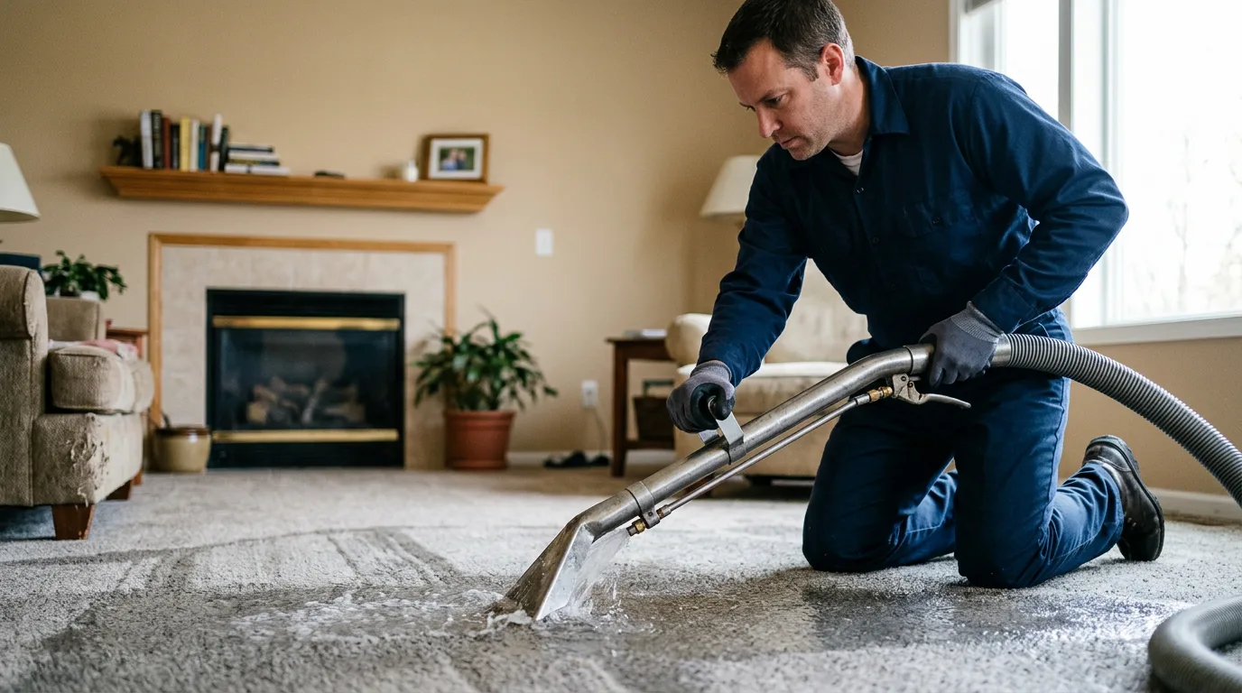 Water damage restoration technician working near Sutton, MA